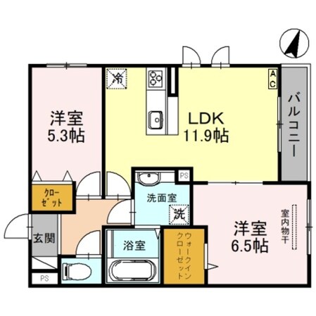 摂津本山駅 徒歩10分 2階の物件間取画像